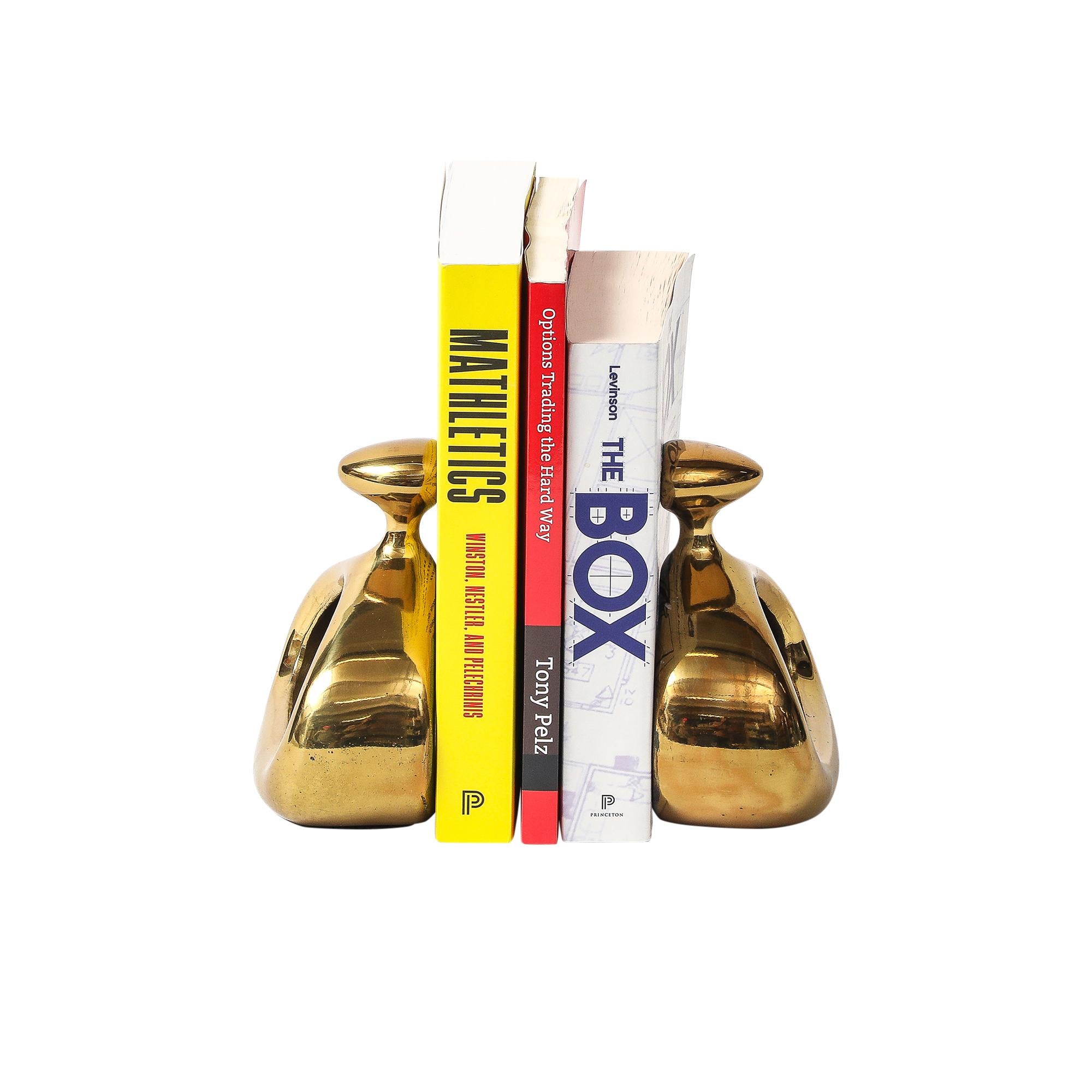 Ben Seibel Stirrup Bookends, Brass, Jenfred-Ware, Raymor, Signed. en vente 3