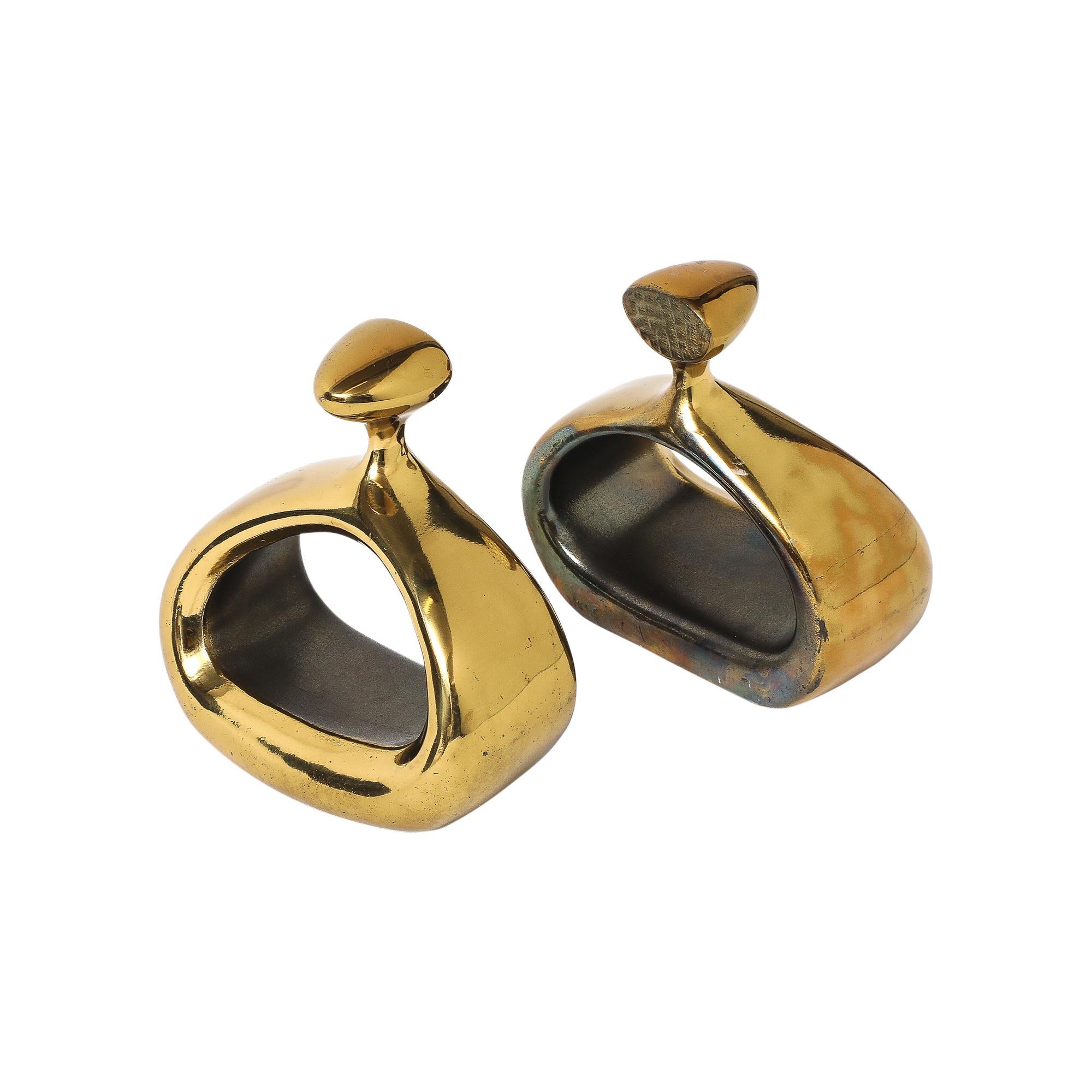 Américain Ben Seibel Stirrup Bookends, Brass, Jenfred-Ware, Raymor, Signed. en vente