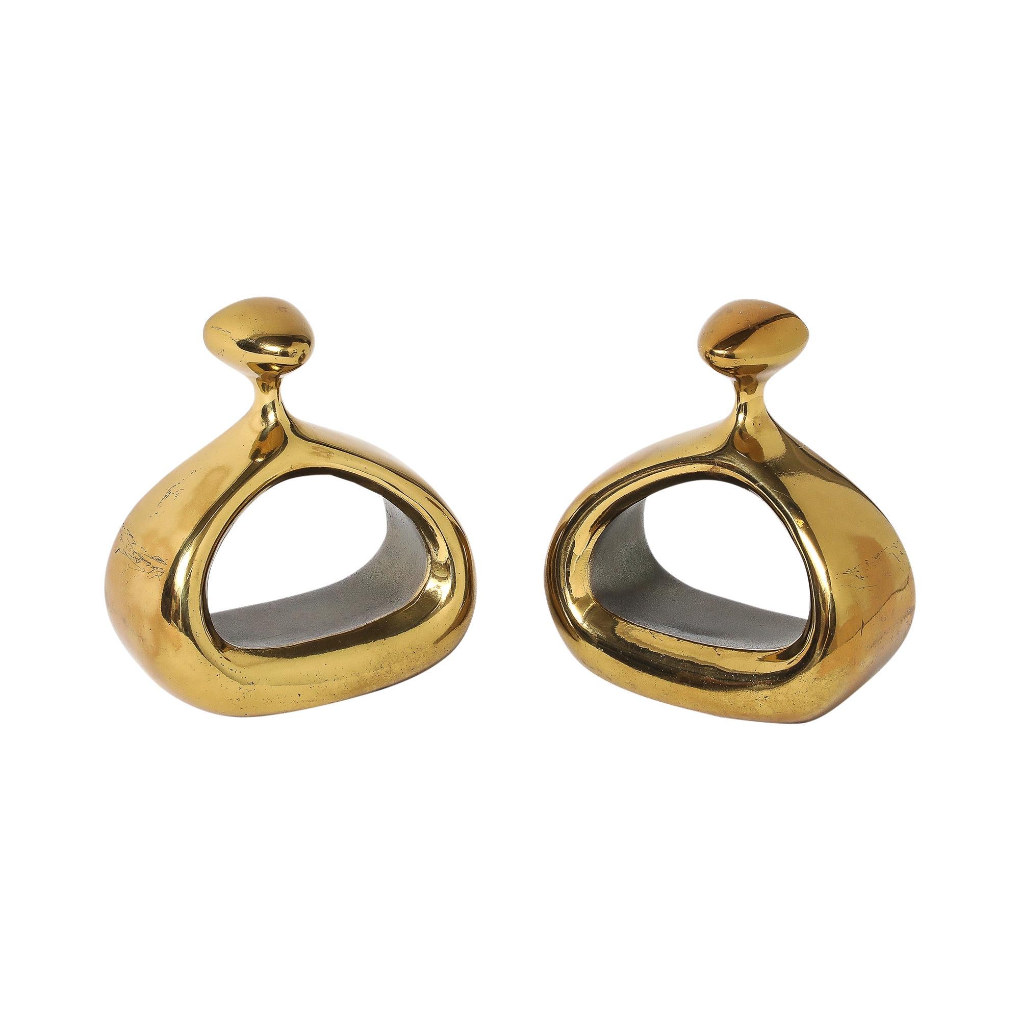 Milieu du XXe siècle Ben Seibel Stirrup Bookends, Brass, Jenfred-Ware, Raymor, Signed. en vente