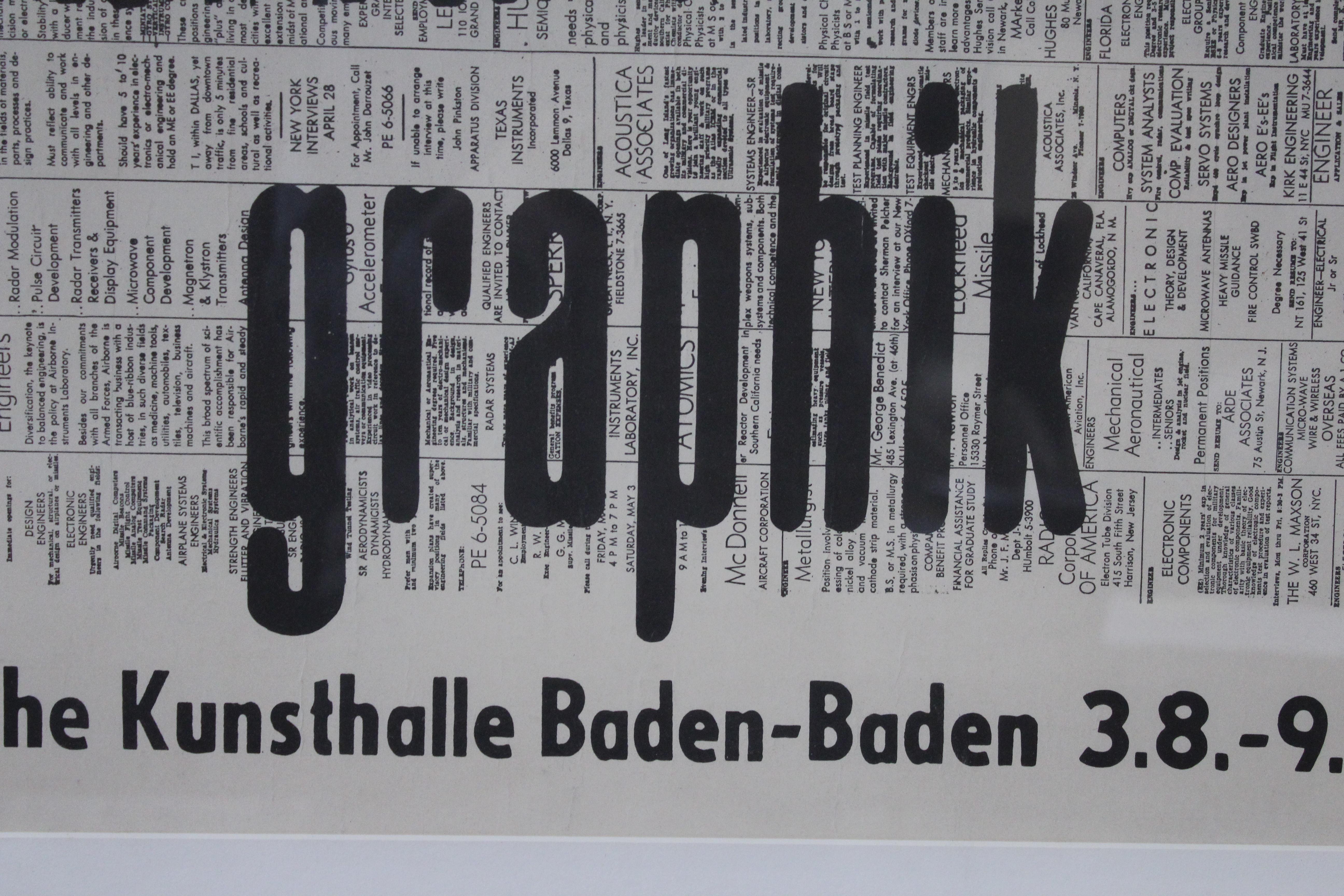 American Ben Shahn Graphik, Staatliche Kunsthalle Baden-Baden 1962 Lithograph For Sale