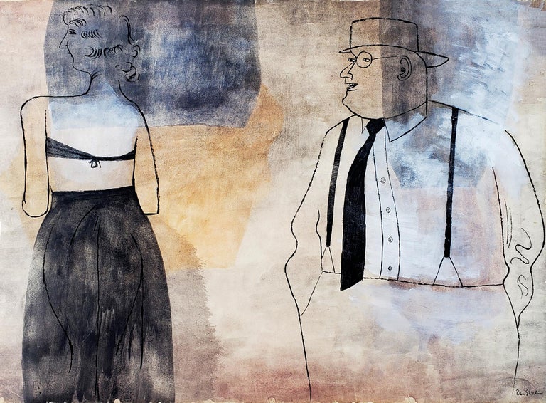 Suzanna and the Elders - Beige Portrait Painting by Ben Shahn