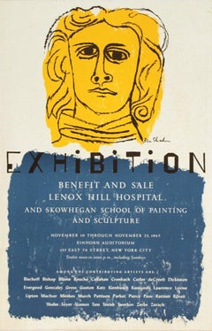 1965 After Ben Shahn 'Lenox Hill Hospital Sale' Modernism Yellow,Blue Lithograph