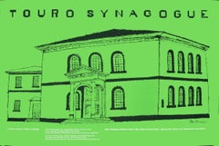 1974 After Ben Shahn 'Touro Synagogue' Modernism Green USA Offset Lithograph