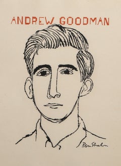 Andrew Goodman from The Nine Drawings Suite, Modern Lithograph by Ben Shahn
