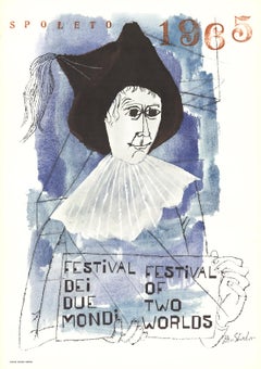 Vintage Ben Shahn-Spoleto Festival-39.25" x 27.5"-Poster-1965-Modernism-Blue