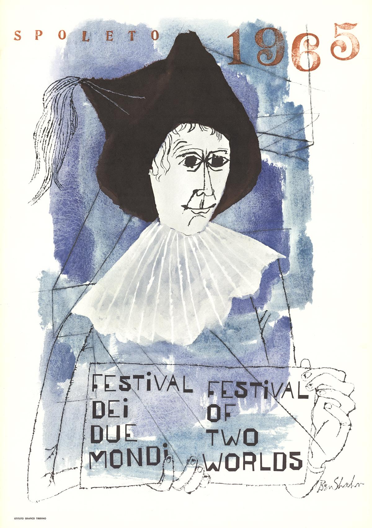 Festival di Spoleto-39.25" x 27.5"-Poster-1965-Modernismo-Blu - Print di After Ben Shahn