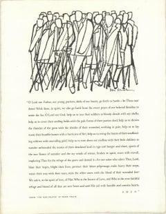 Vintage Ben Shahn-The War Prayer by Mark Twain-21.75" x 16.75"-Lithograph-1965-Modernism