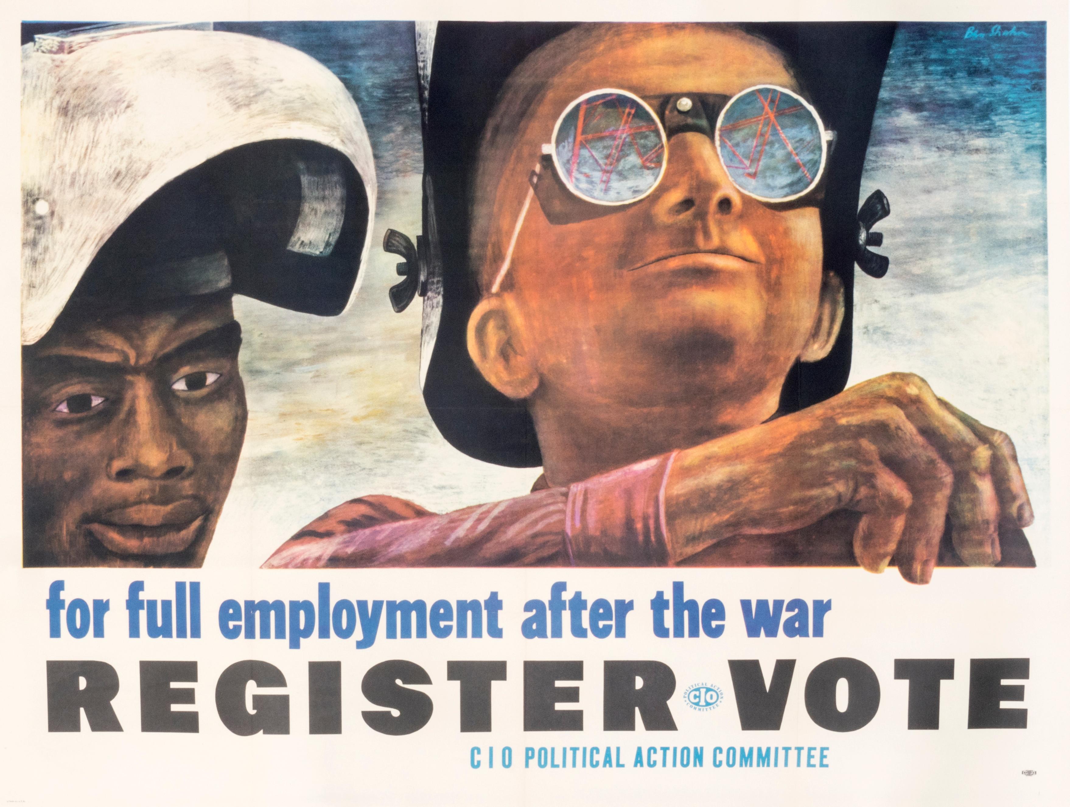 "For Full Employment After the War" Original Vintage Labor Poster - Print by Ben Shahn