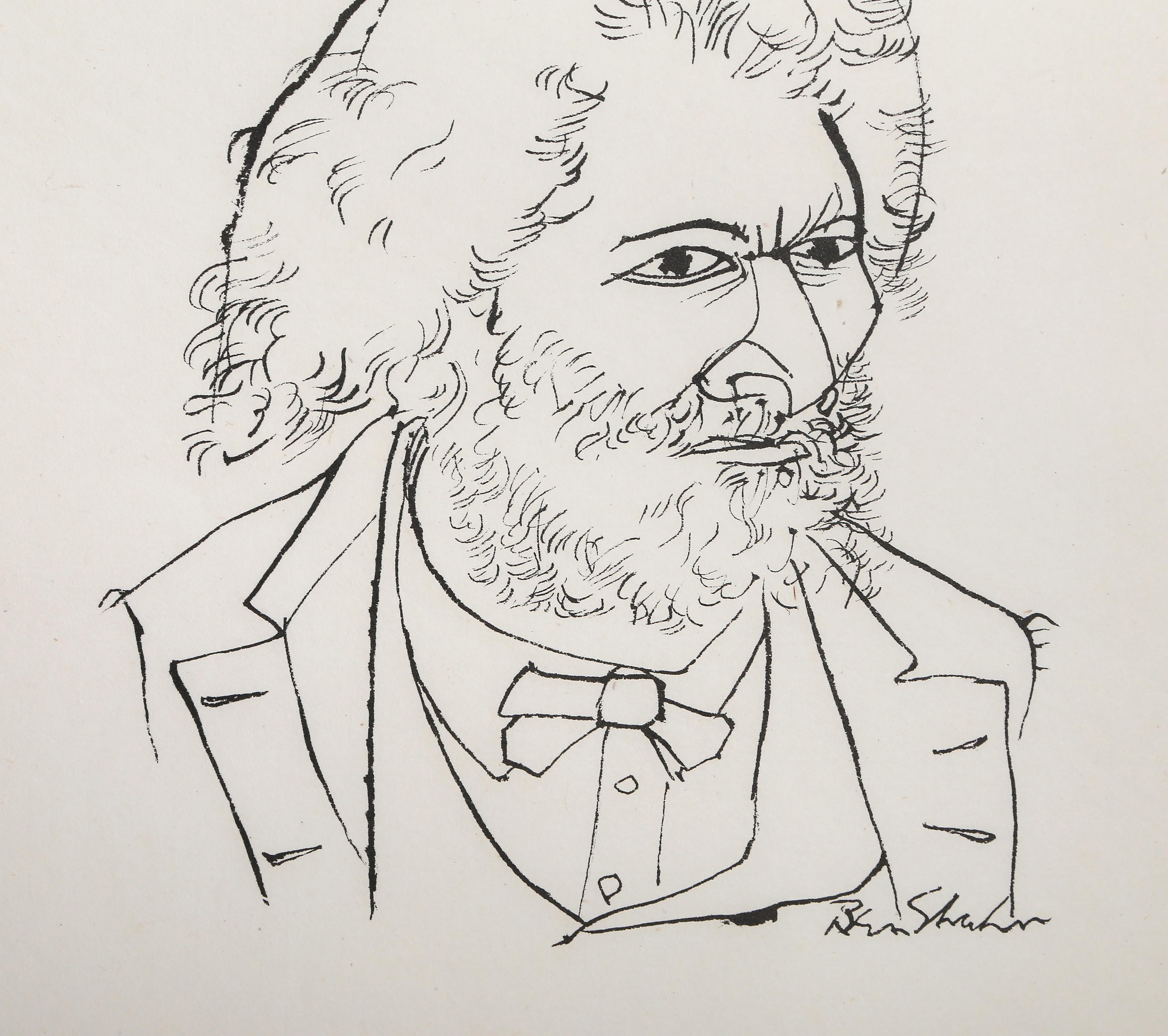 Frederick Douglass, tiré de The Nine Drawings Suite, lithographie moderne de Ben Shahn en vente 1
