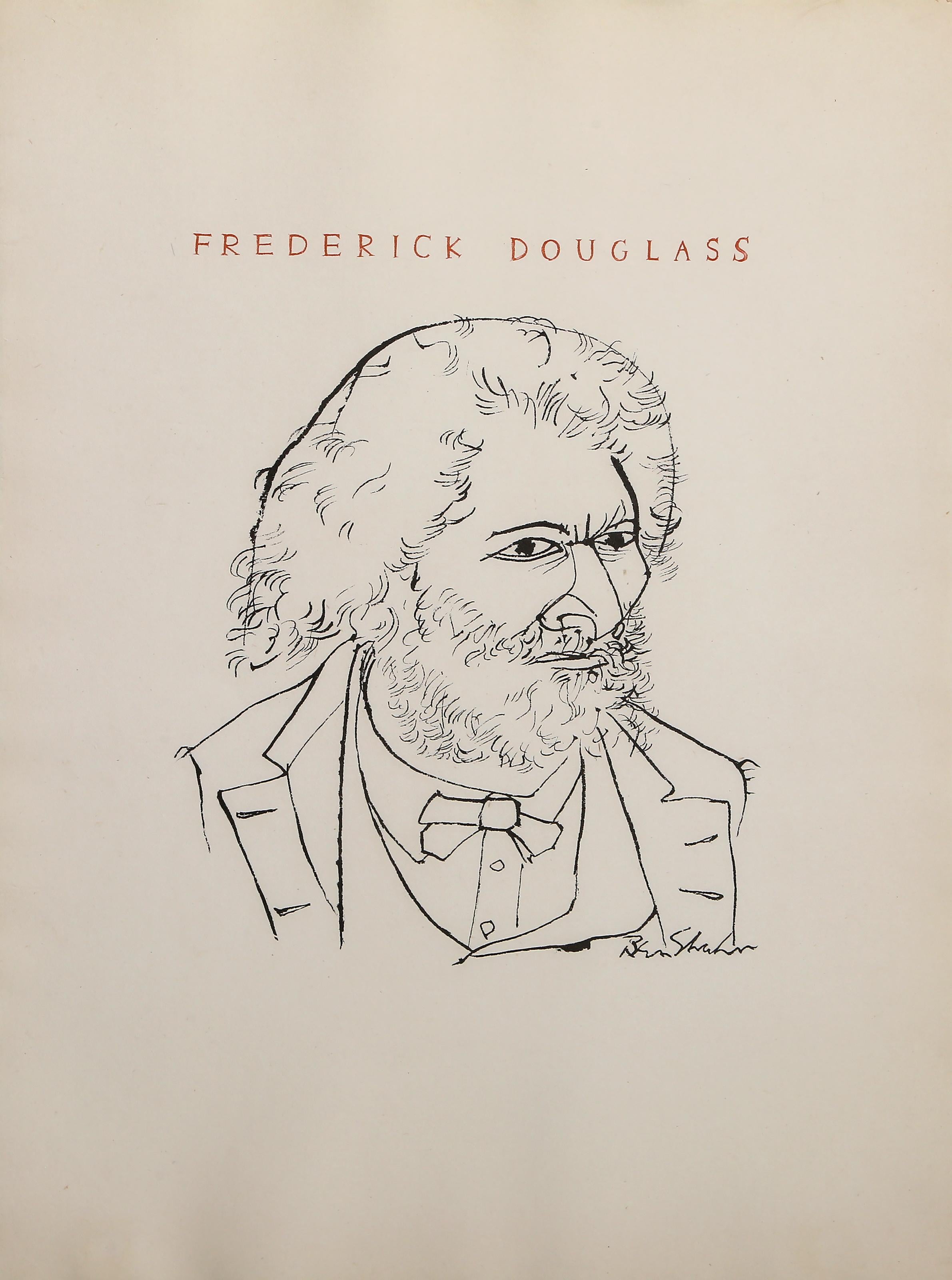 Frederick Douglass, tiré de The Nine Drawings Suite, lithographie moderne de Ben Shahn en vente 3