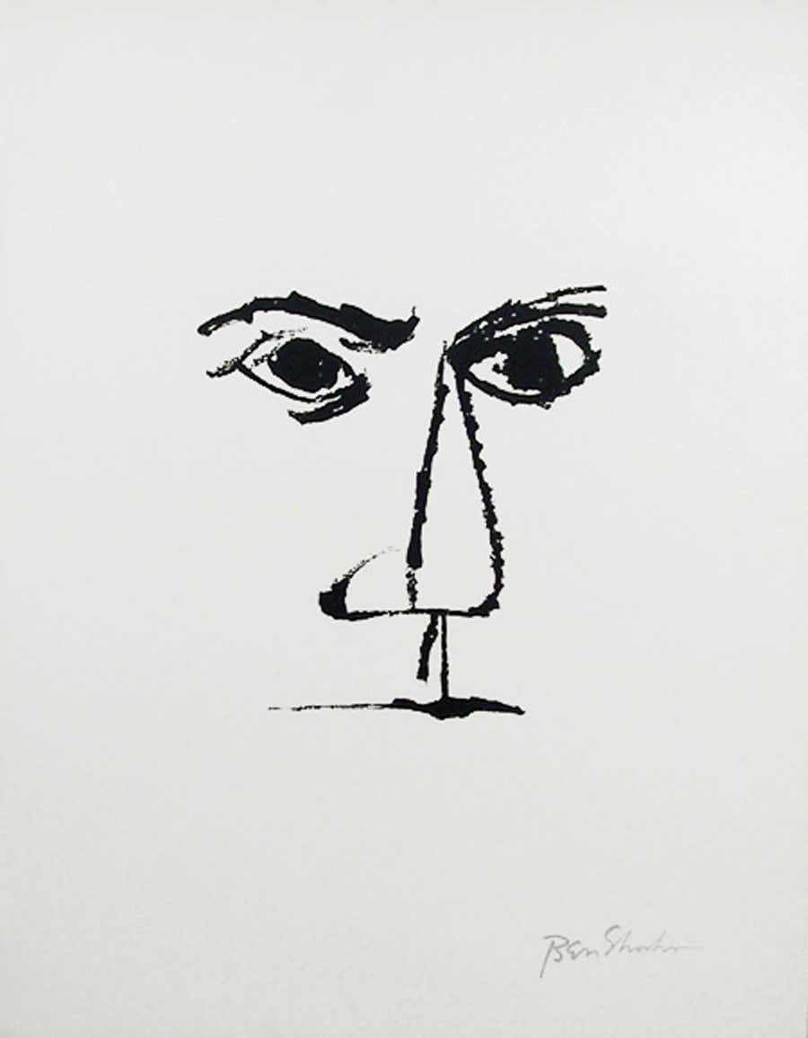 Frontispiece from the Rilke Portfolio, Minimalist lithograph by Ben Shahn