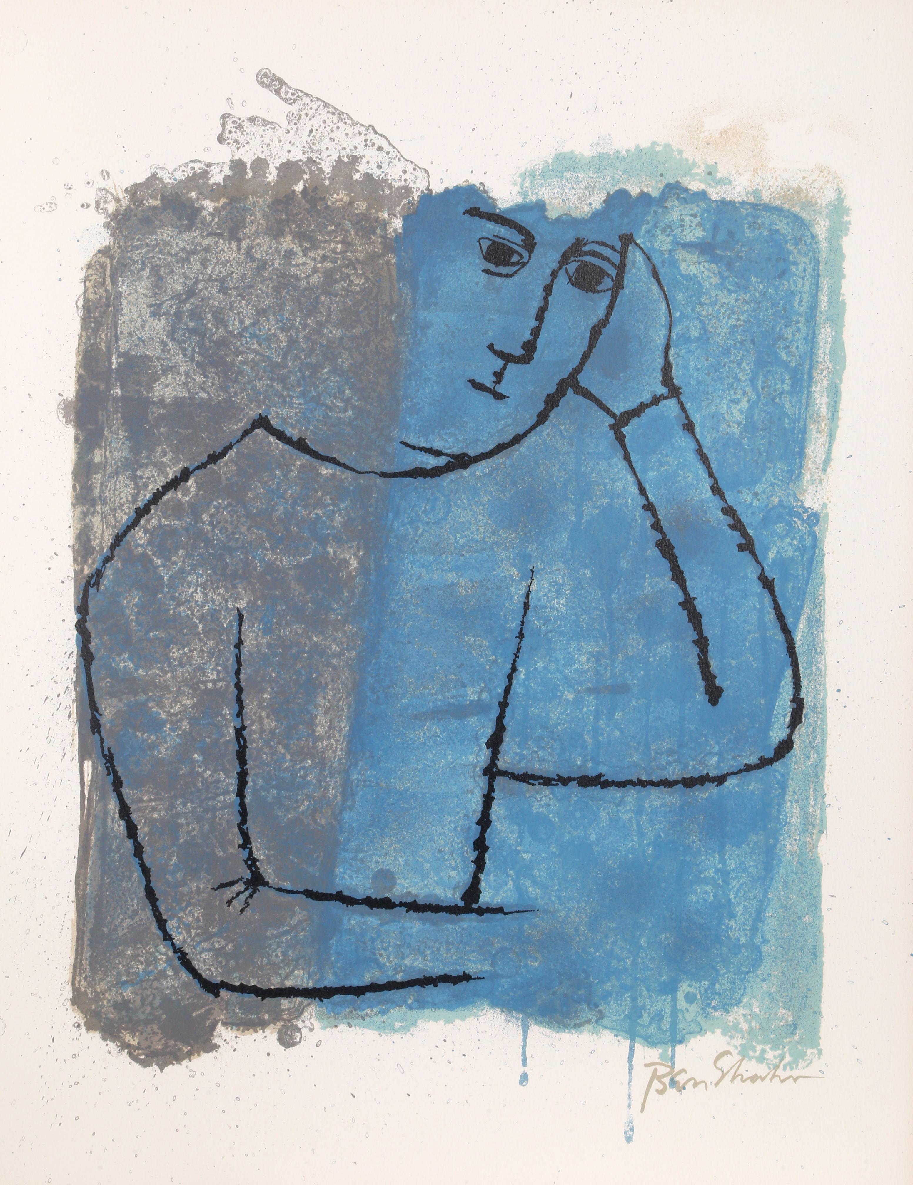 Artist: Ben Shahn, Lithuanian/American (1898 - 1969)
Title: In Rooms Withdrawn and Quiet from the Rilke Portfolio
Year: 1968
Medium: Lithograph on Richard de Bas, printed signature (as issued)
Edition Size: 750
Size: 22.5 x 17.75 in. (57.15 x 45.09