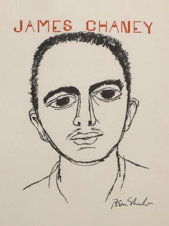 James Chaney from The Nine Drawings Suite, Modern Lithograph by Ben Shahn