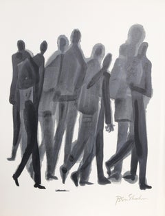Viele Männer aus dem Rilke-Portfolio, minimalistische Lithographie von Ben Shahn