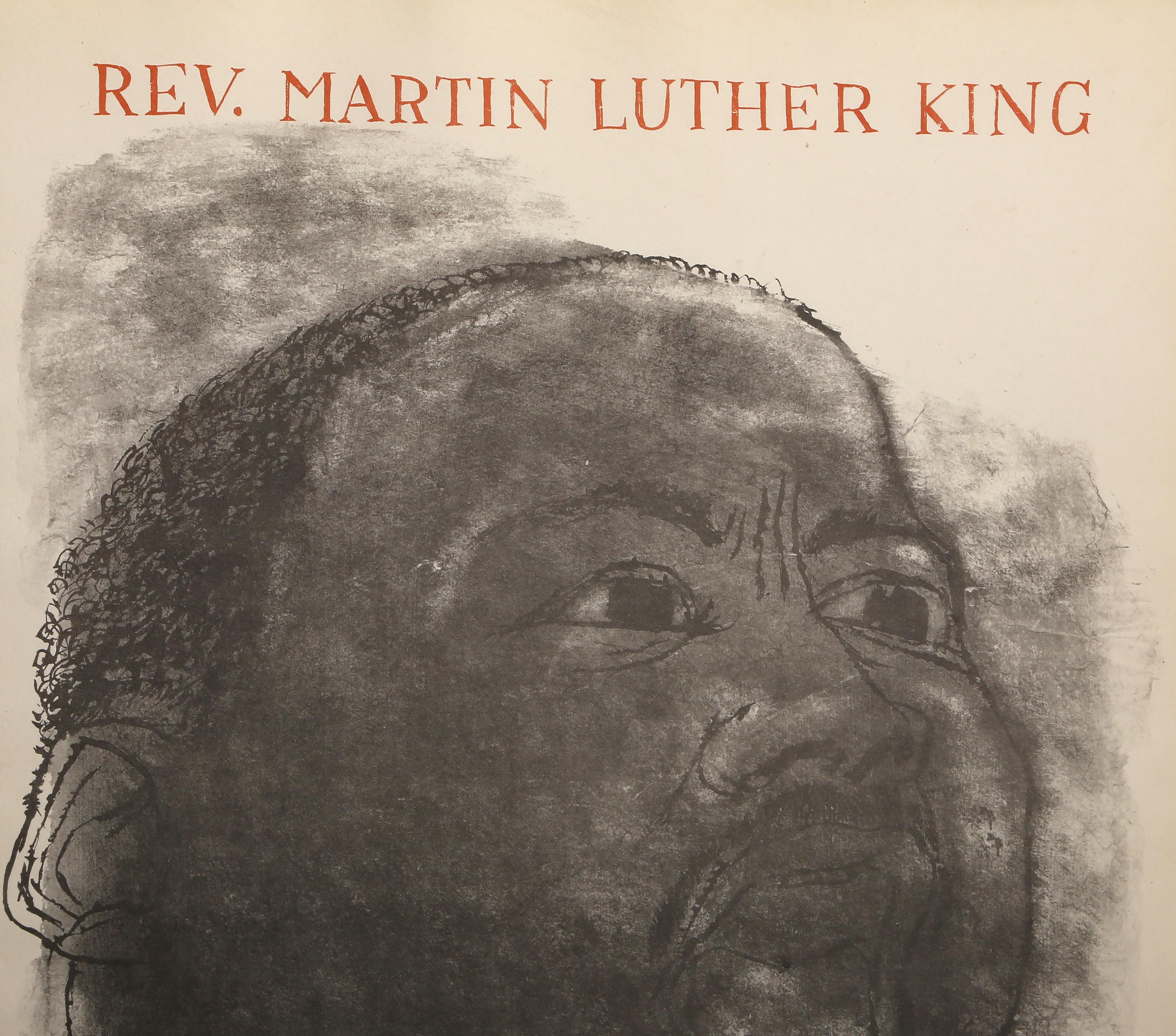 Martin Luther King, tiré de The Nine Drawings Suite, lithographie moderne de Ben Shahn en vente 1