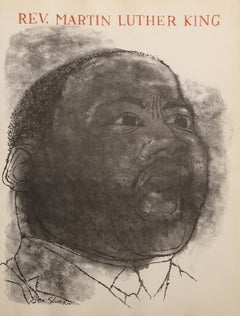 Martin Luther King from The Nine Drawings Suite, Modern Lithograph by Ben Shahn