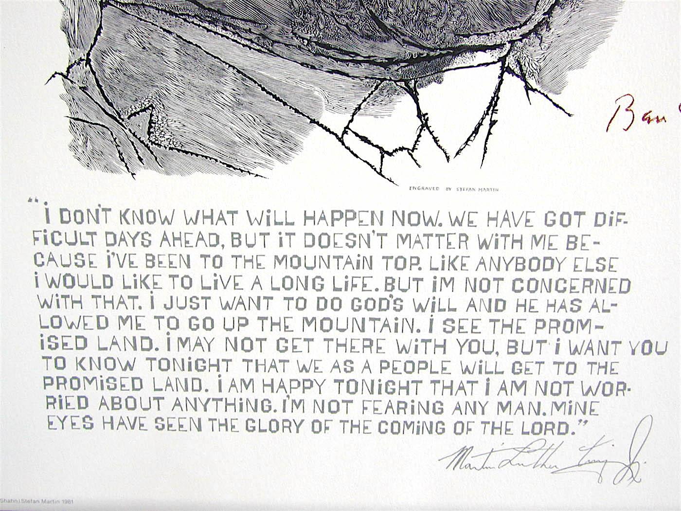 Martin Luther King Jr.- I Have A Dream,  Stefan Martin BW Portrait, Civil Rights - Print by Ben Shahn