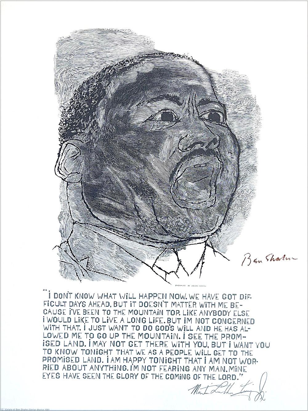 Ben Shahn Figurative Print - MARTIN LUTHER KING JR. I Have A Dream, Black Portrait Head Civil Rights Activist