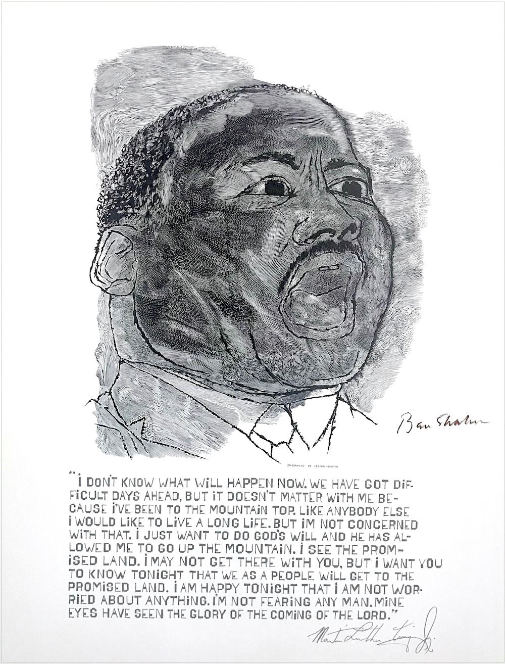 Ben Shahn Figurative Print - MARTIN LUTHER KING JR. I Have A Dream, Black and White Portrait, Civil Rights