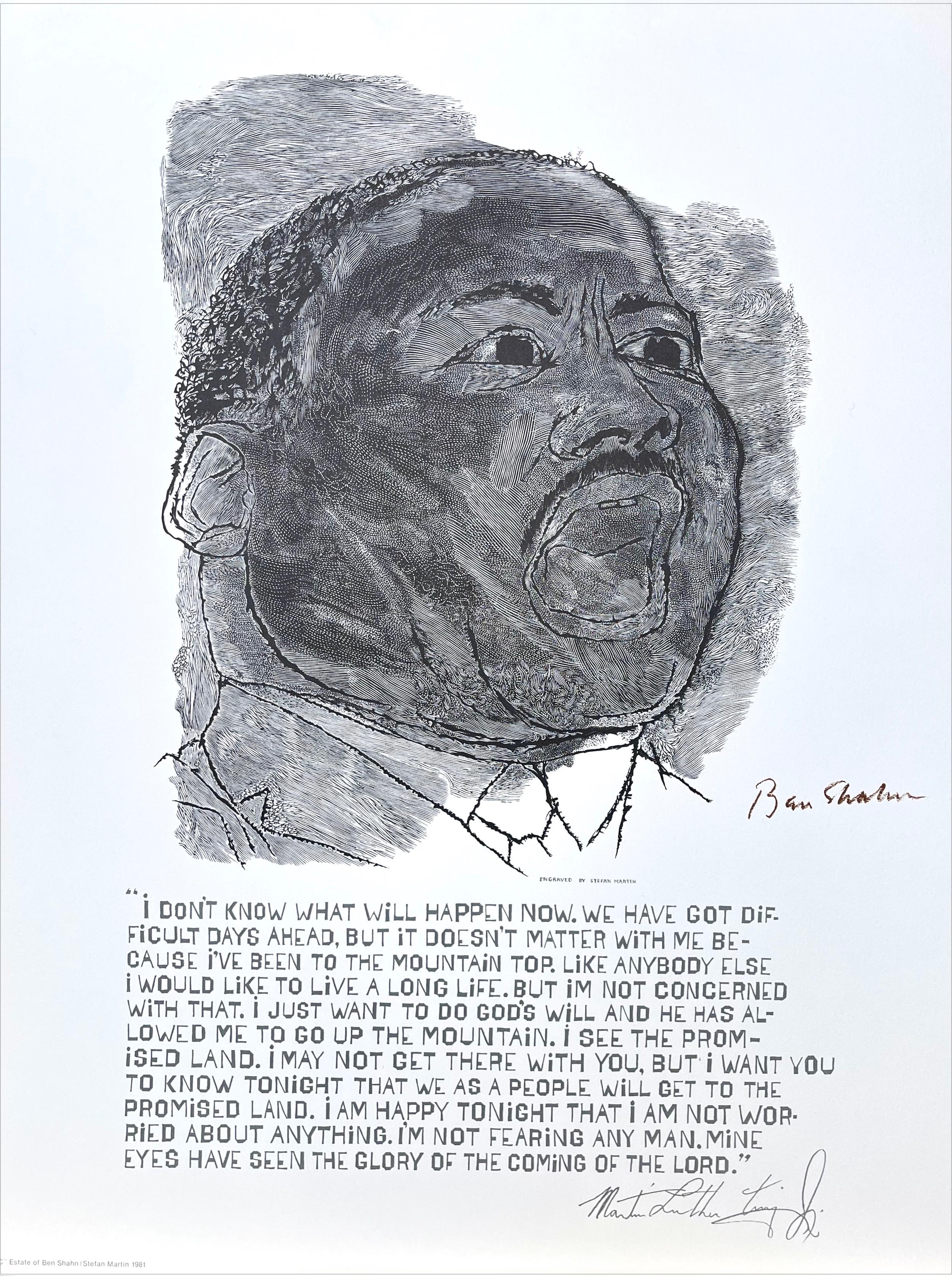 Ben Shahn Figurative Print - MARTIN LUTHER KING JR. I Have A Dream, Black Portrait Head Civil Rights Activist