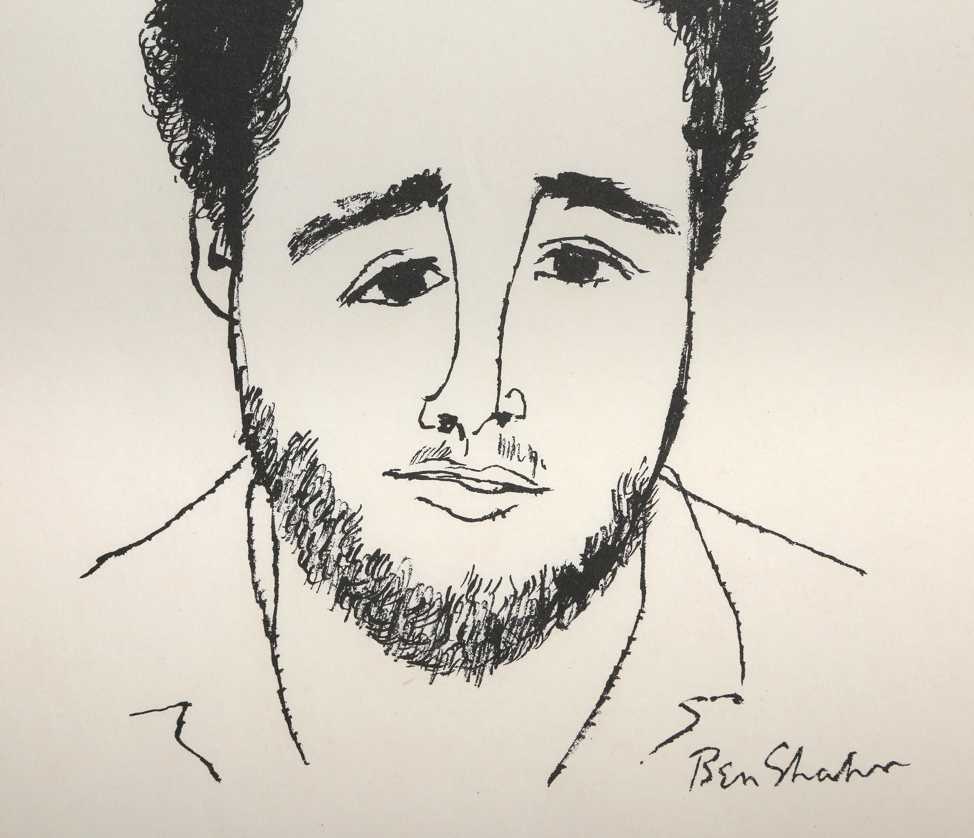 Michael Schwerner, tiré de The Nine Drawings Suite, lithographie moderne de Ben Shahn en vente 2