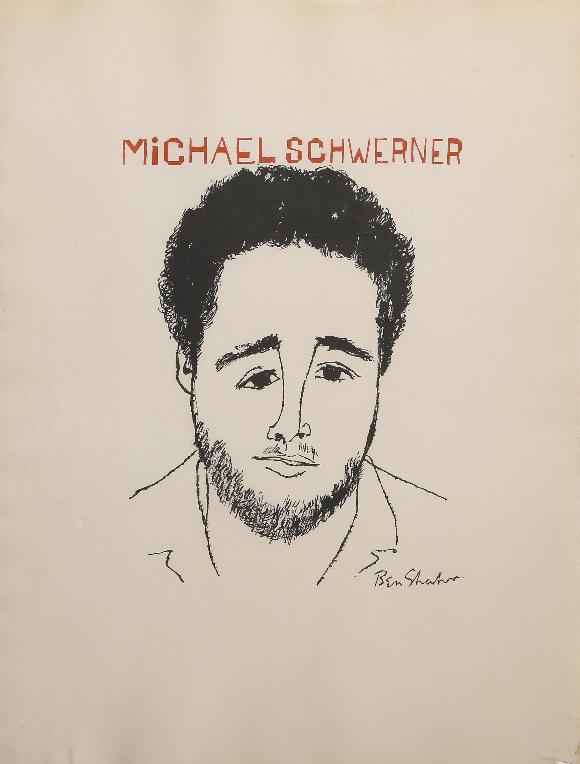 Michael Schwerner, tiré de The Nine Drawings Suite, lithographie moderne de Ben Shahn en vente 3
