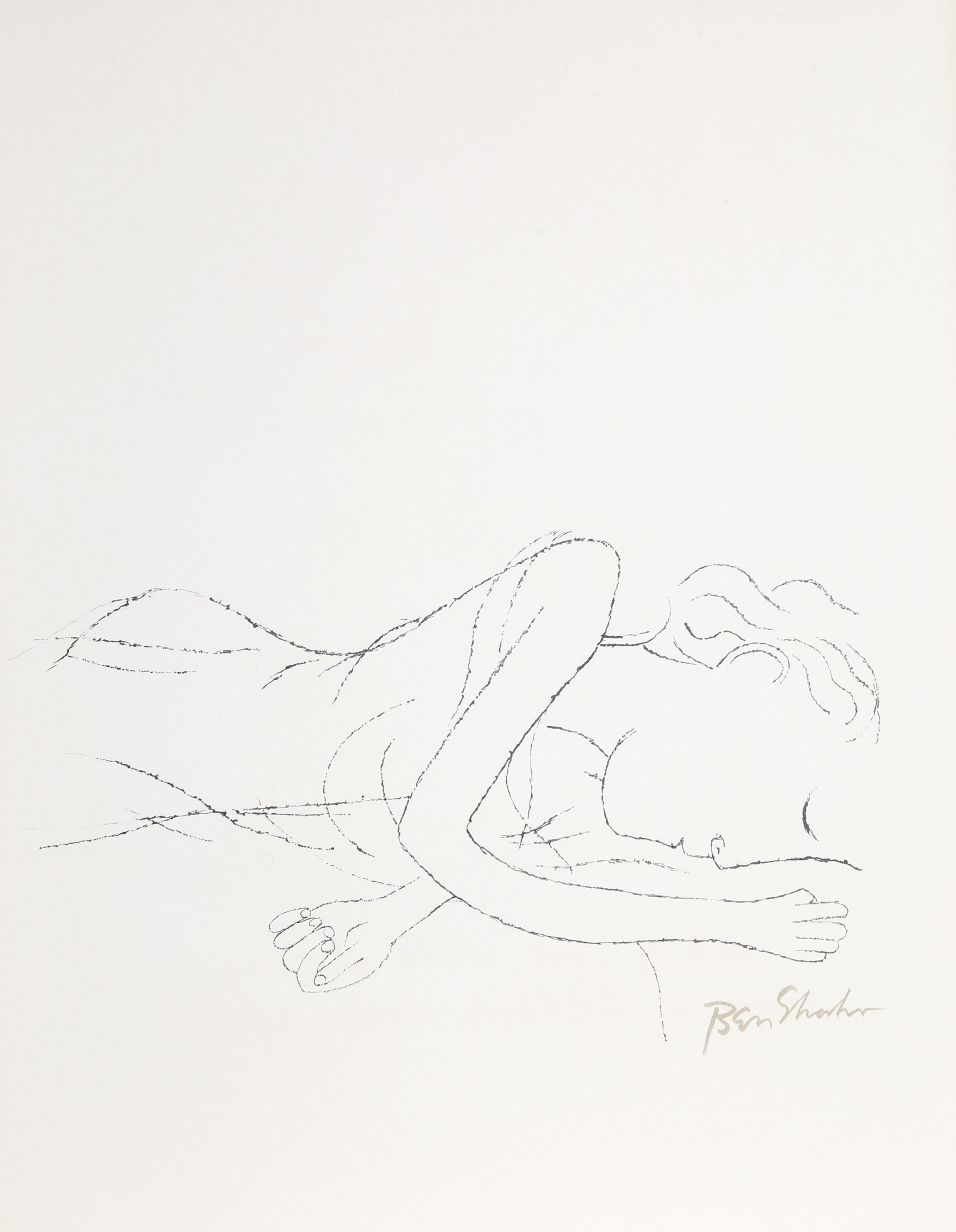 Artist: Ben Shahn, American (1898 - 1969)
Title: Of Light, White Sleeping Women in Childbed from the Rilke Portfolio
Year: 1968
Medium: Lithograph on Arches, signed in the plate
Edition: 750
Size: 22.5 x 17.75 in. (57.15 x 45.09 cm)

Printer: