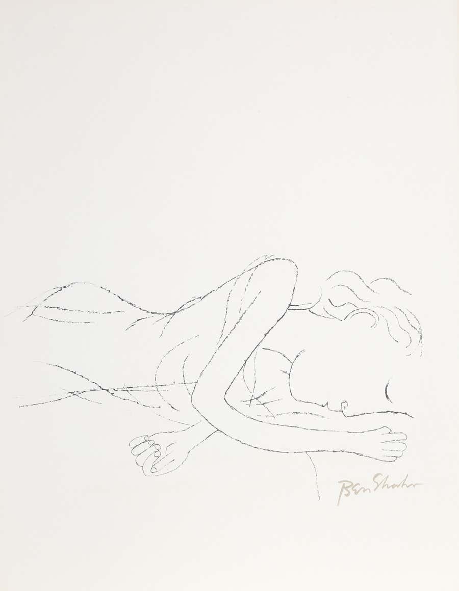 Of Light, White Sleeping Women from the Rilke Portfolio, lithograph by Ben Shahn