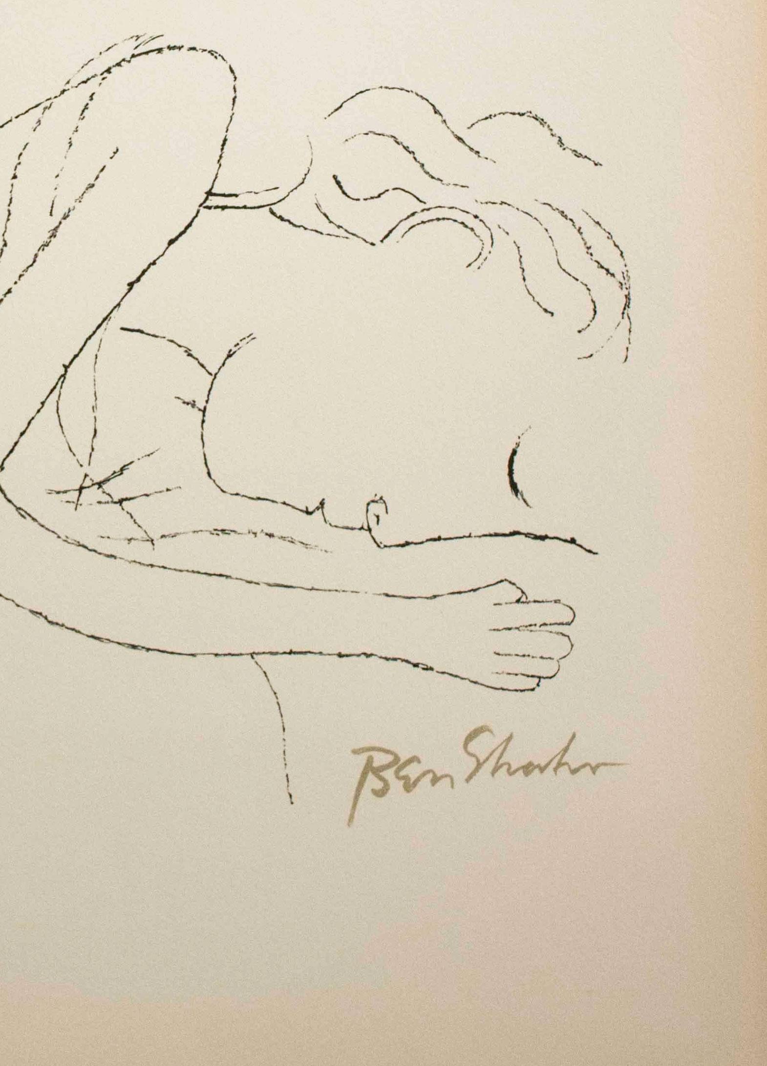 Of Light, White Sleeping Women in Childbed aus dem Rilke-Portfolio (Amerikanischer Realismus), Print, von Ben Shahn