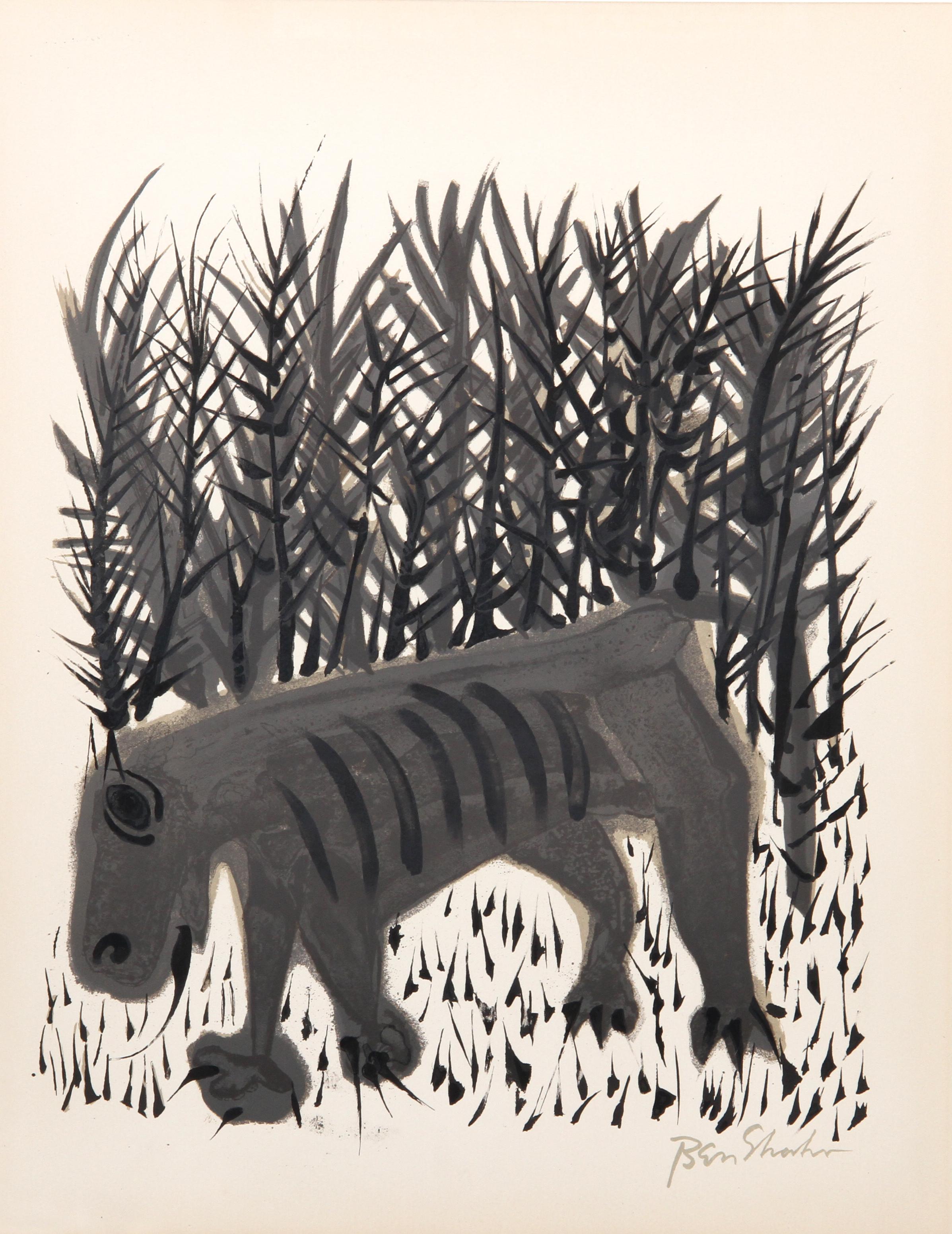 Artistics : Ben Shahn, Américain (1898 - 1969)
Titre : Il faut connaître les animaux du recueil de Rilke
Année : 1968
Moyen : Lithographie, signée dans la plaque
Edition : 750 
Taille : 22.5 x 17.75 in. (57.15 x 45.09 cm)

Imprimeur : Atelier