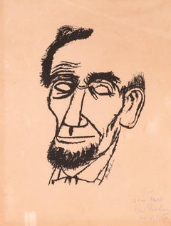 Portrait of Lincoln - Hand signed and Dedicated Print by Ben Shahn - 1955