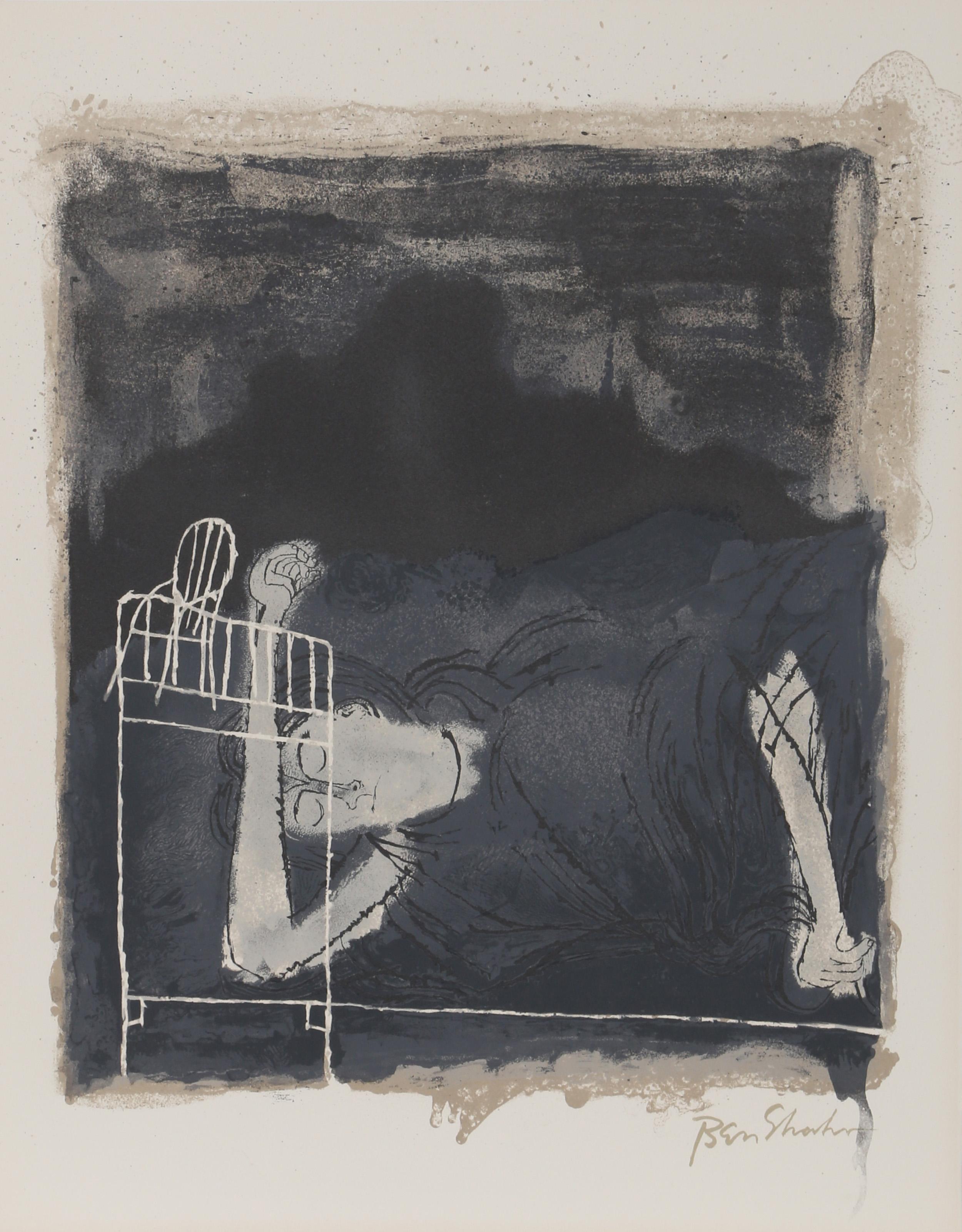 Artist: Ben Shahn, American (1898 - 1969)
Title: Screams of Women in Labor from the Rilke Portfolio
Year: 1968
Medium: Lithograph on Arches, signed in the plate
Edition: 750
Size: 22.5 x 17.75 in. (57.15 x 45.09 cm)

Printer: Atelier Mourlot Ltd.,