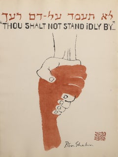 Thou Shalt Not Stand Idly By... from 9 Drawings, Modern Lithograph by Ben Shahn