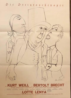 Vintage 1950s Ben Shahn Poster Brecht Threepenny Opera