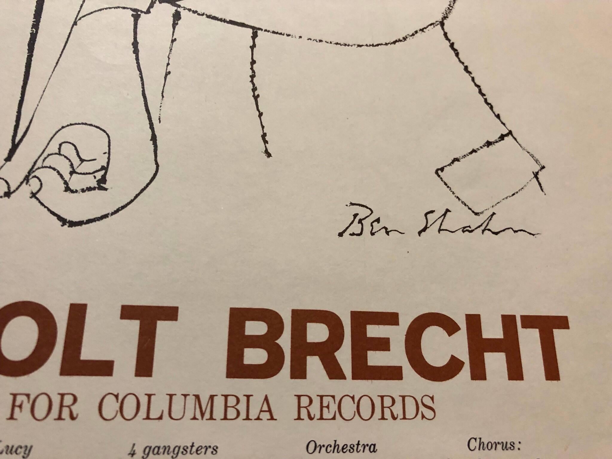 offset lithograph 
1958, Ben Shahn, Unbacked
Kurt Weill, Bertolt Brecht, Lotte Lenya
This poster was an album insert with the Columbia Records 2 album box set
 