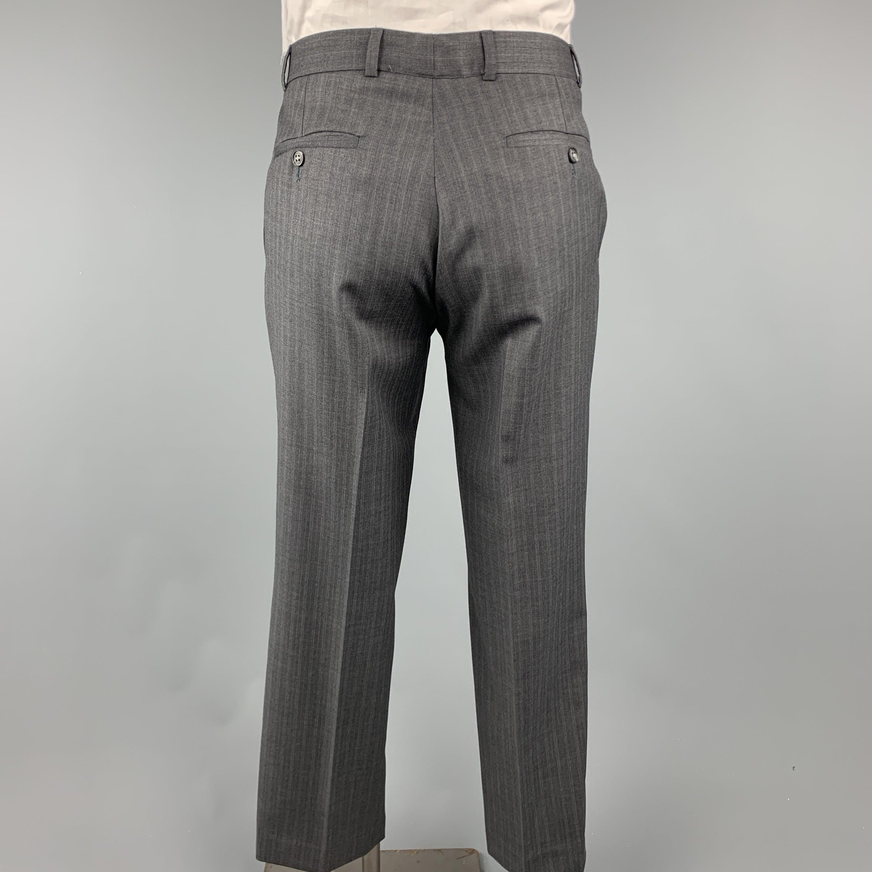 BEN SHERMAN 40 Gray Stripe Wool 33 x 30 Notch Lapel  Suit For Sale 1