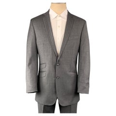 Ben Sherman 40, abito in lana a righe grigie 33 x 30 con risvolto a tacca