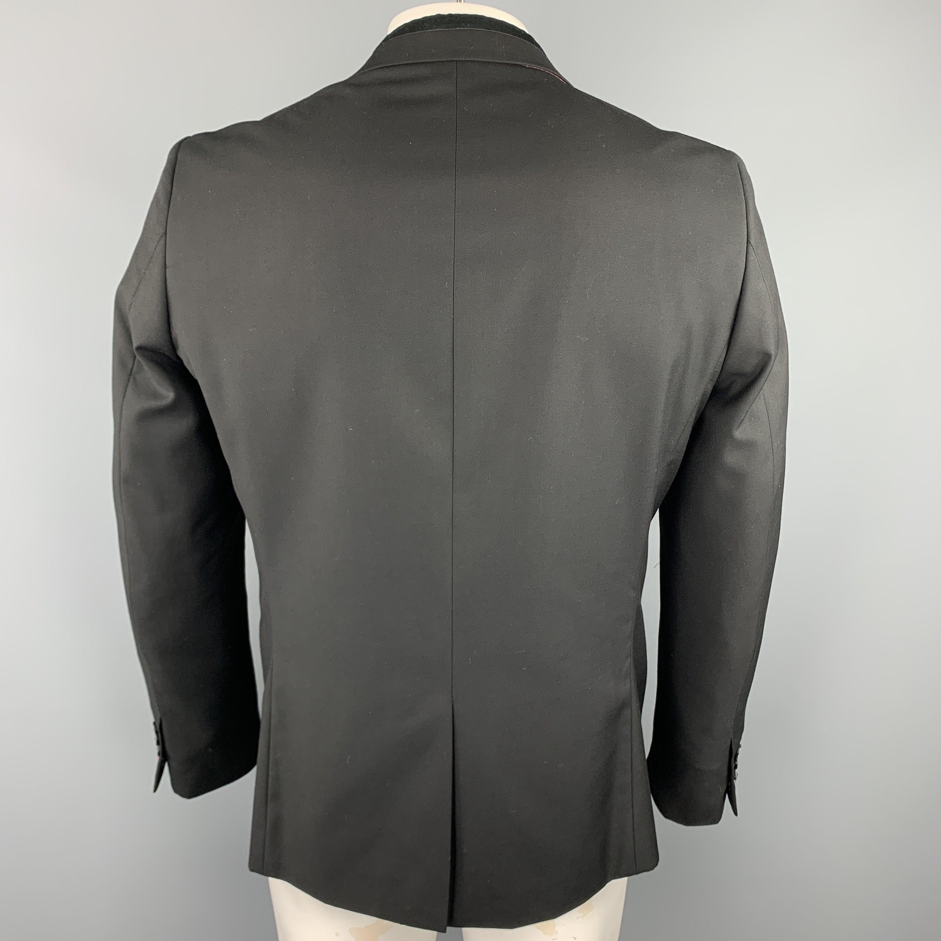 BEN SHERMAN Size L Black Solid Polyester Blend Peak Lapel Sport Coat For Sale 1