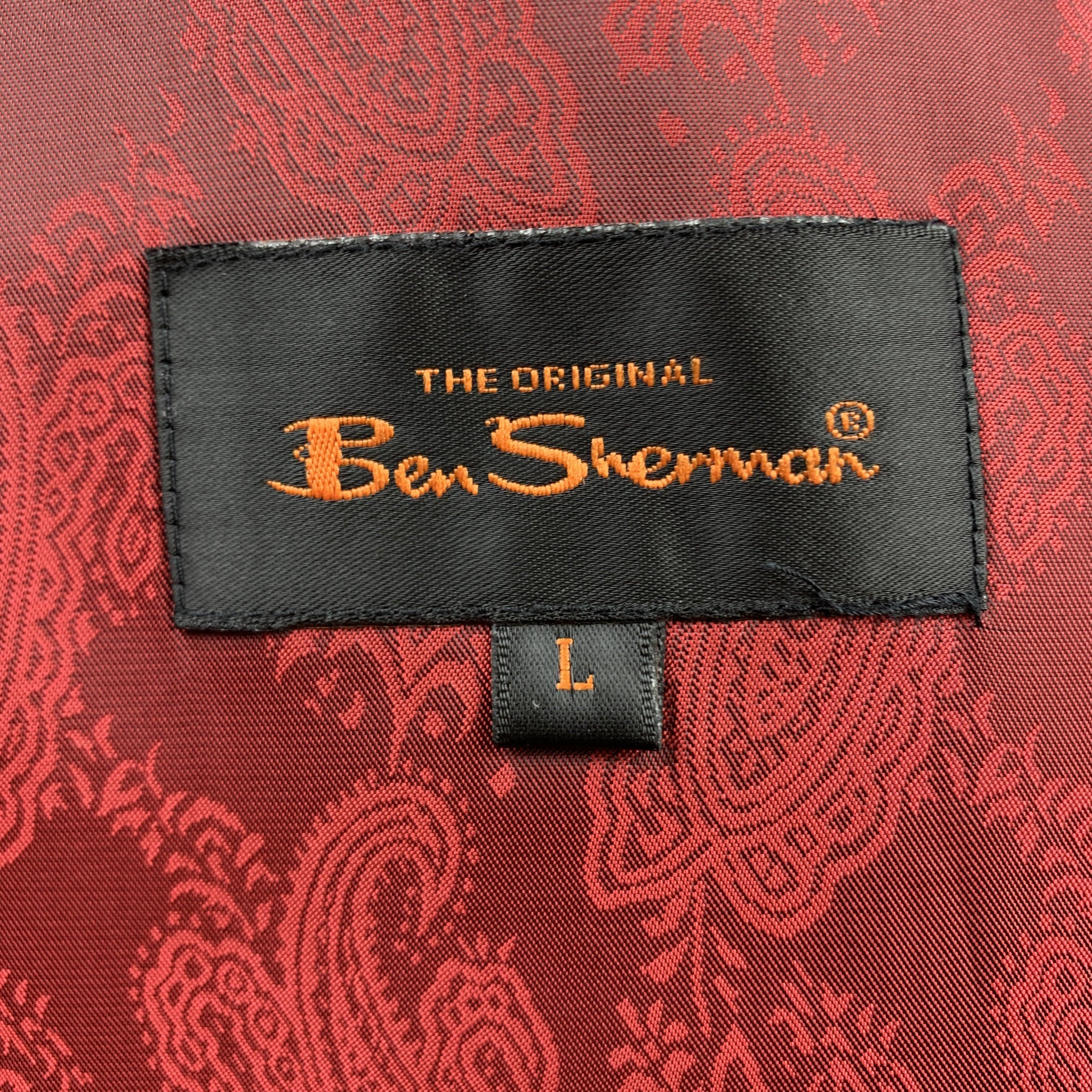 BEN SHERMAN Size L Black Solid Polyester Blend Peak Lapel Sport Coat For Sale 3