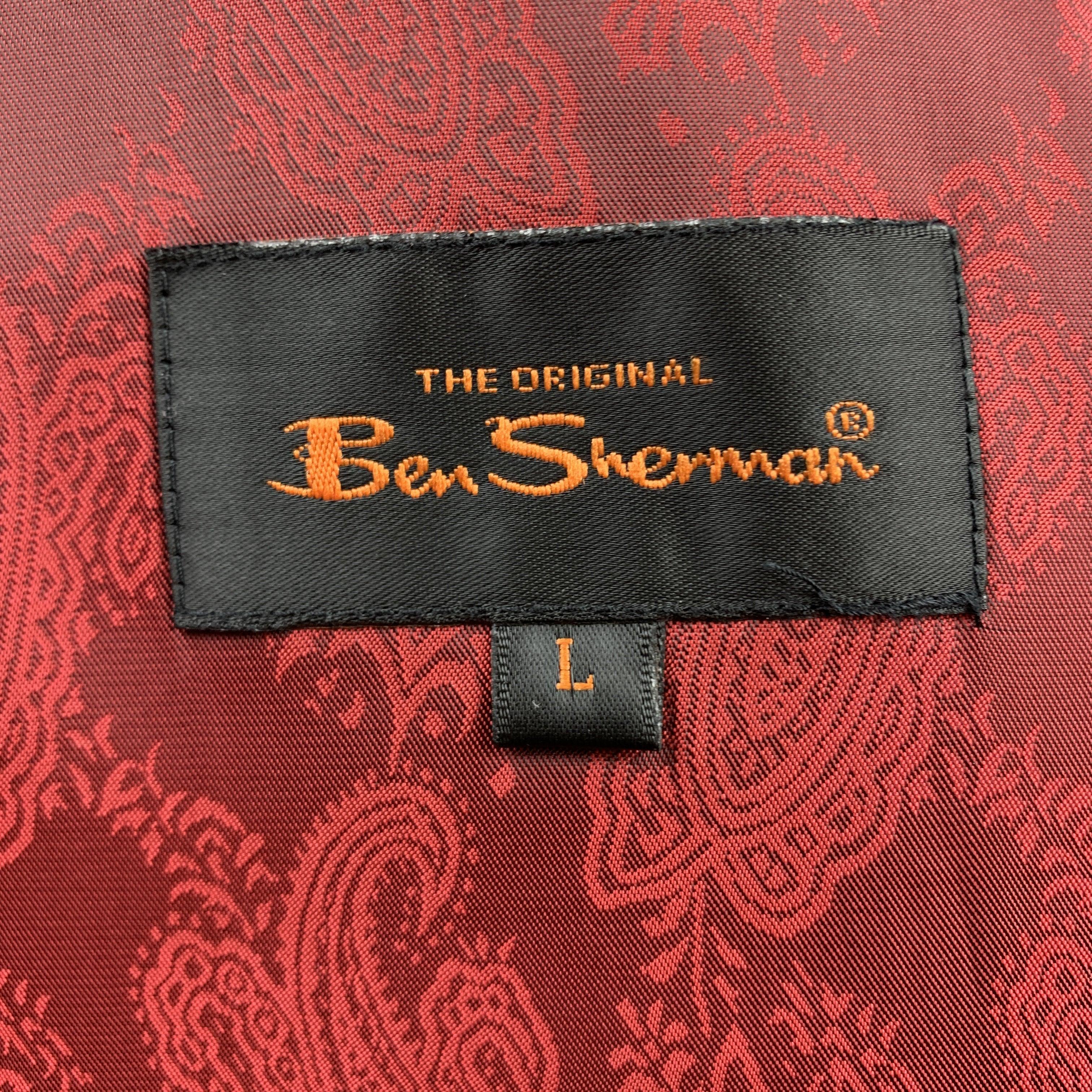 BEN SHERMAN Talla L Negro Sólido Mezcla de Poliéster Capucha Solapa de Pico en venta 3