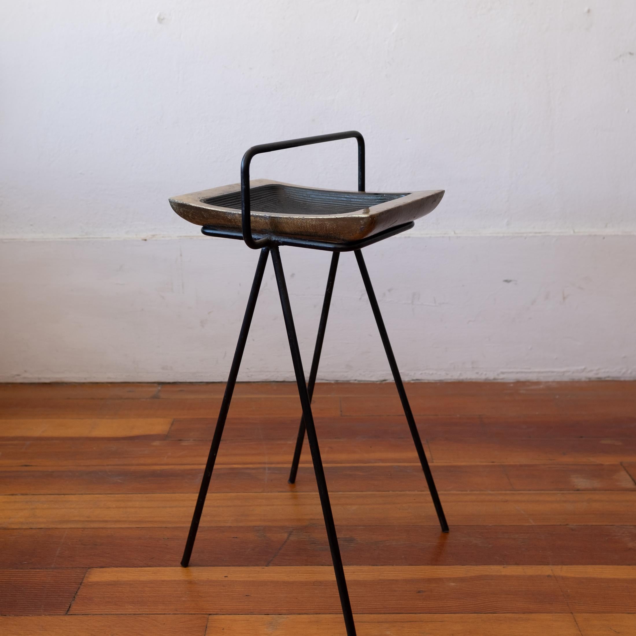 Ben Siebel Iron Stand and Ashtray Catch All by Jenfred Ware 1950s 2