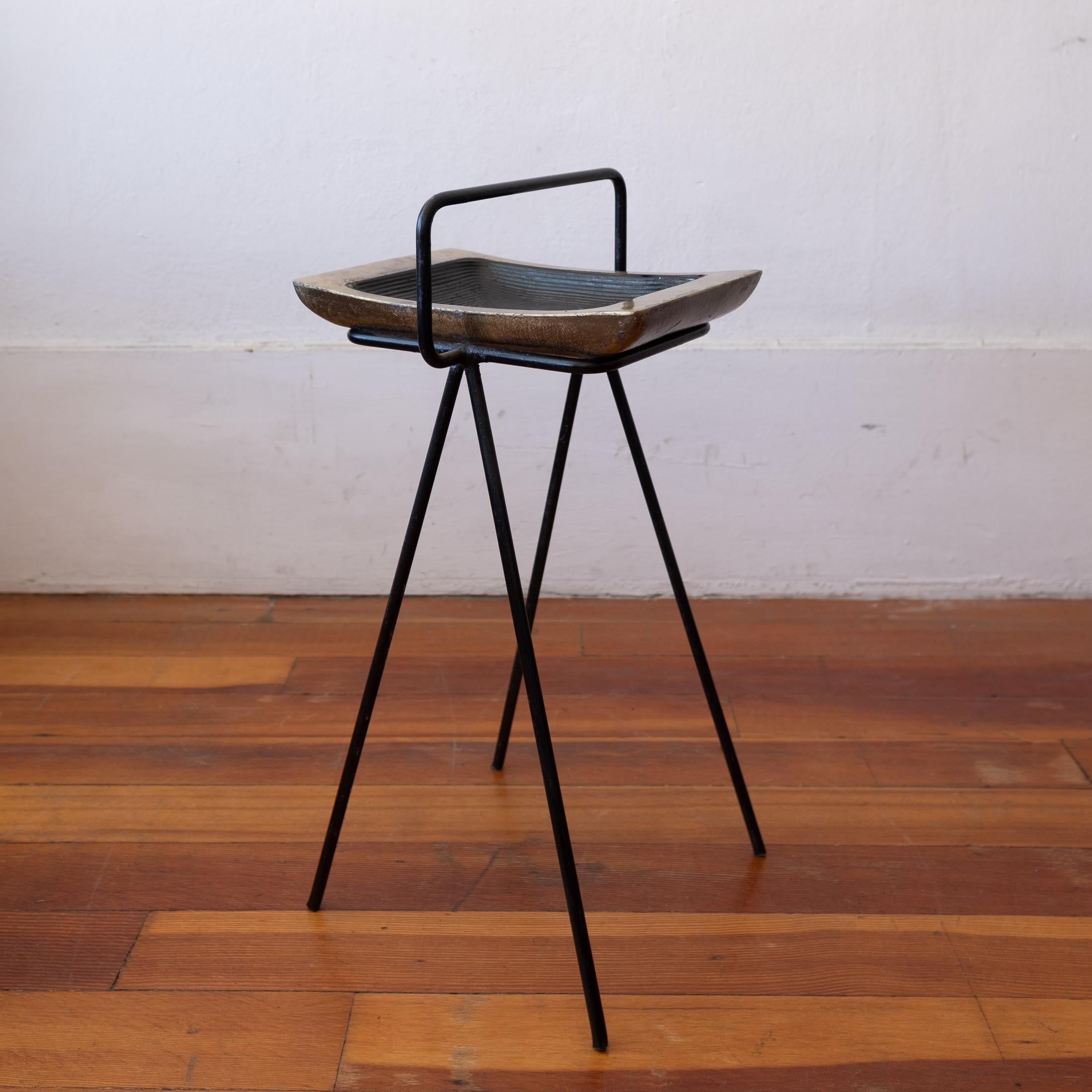Mid-Century Modern Ben Siebel Iron Stand and Ashtray Catch All by Jenfred Ware 1950s