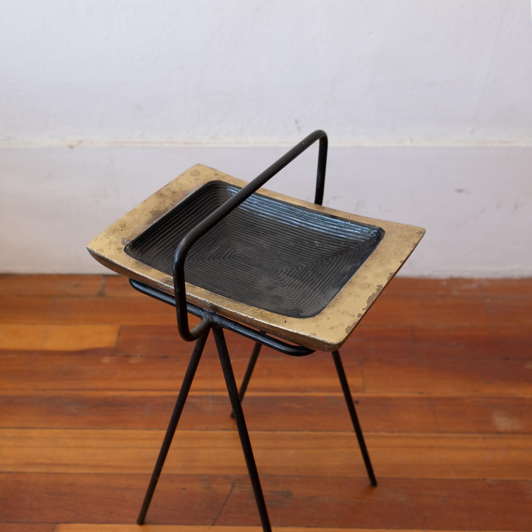 Ben Siebel Iron Stand and Ashtray Catch All by Jenfred Ware 1950s In Good Condition In San Diego, CA