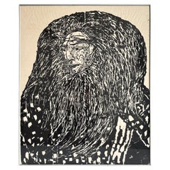 Ben Smith "Lion Dancer" Woodcut 1969