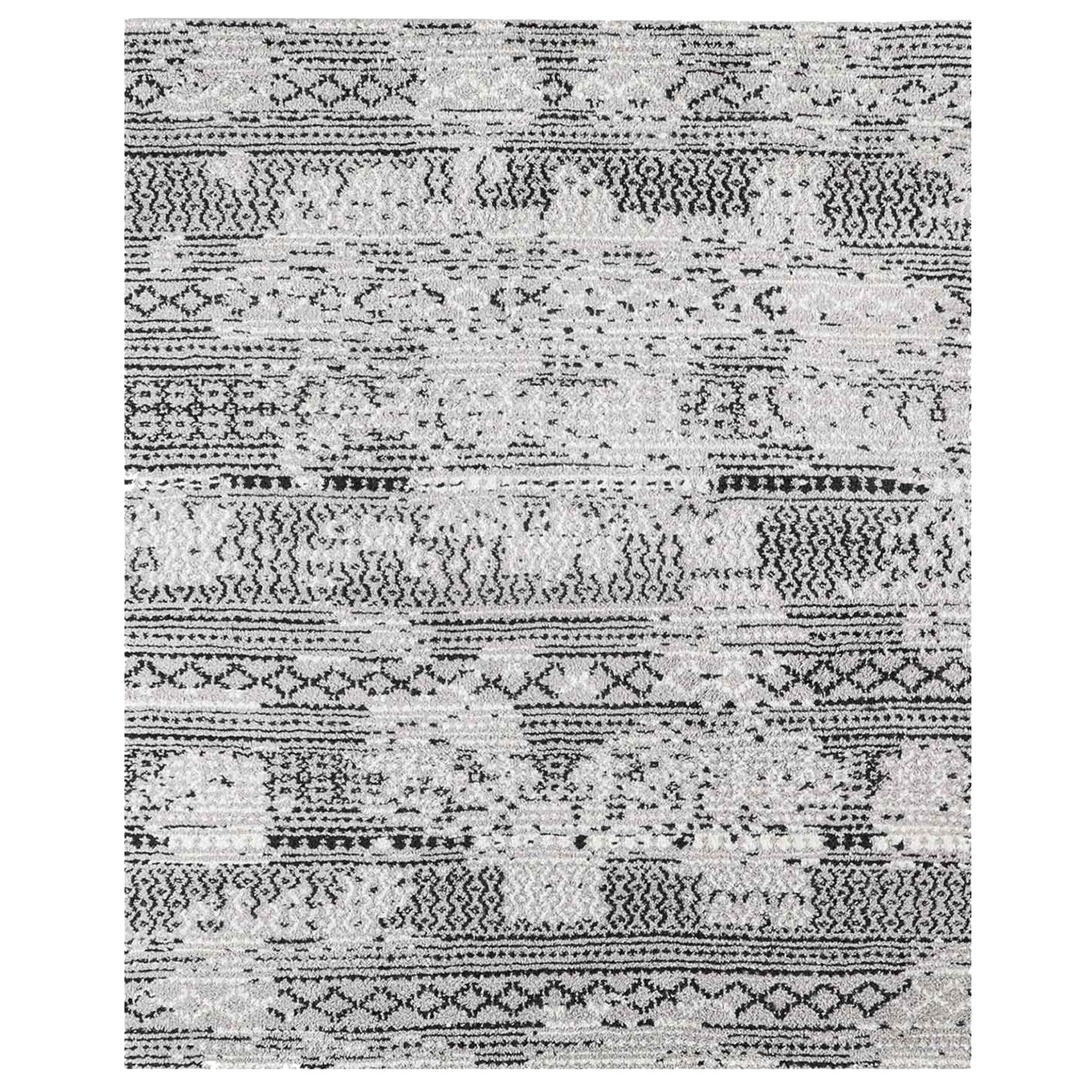 For Sale: Gray (Grey/Black) Ben Soleimani Mori Rug– Hand-woven Plush Wool Grey/Black 10'x14'