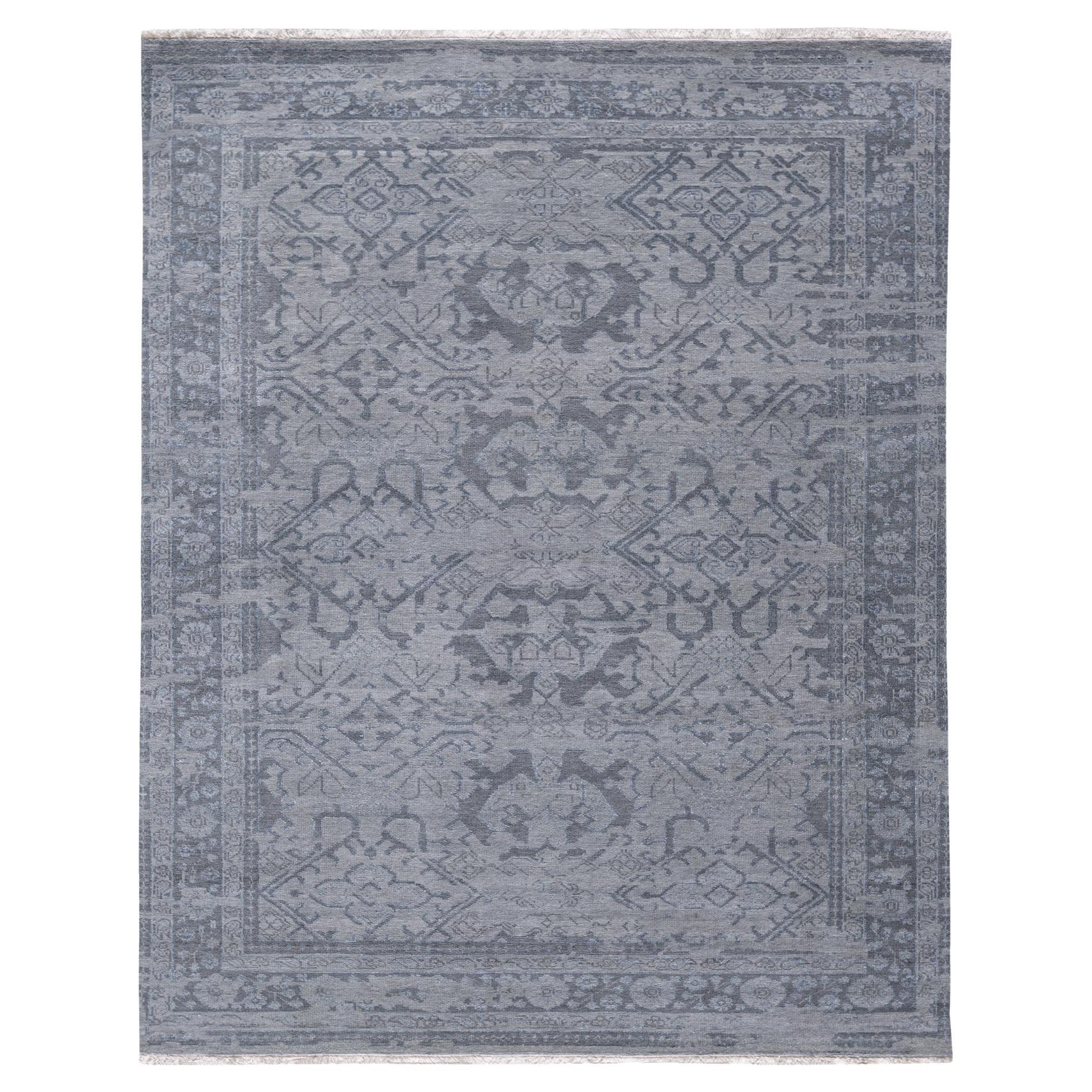 Ben Soleimani 10' x 14' Grey / Charcoal Traditional Wool and Viscose Rug