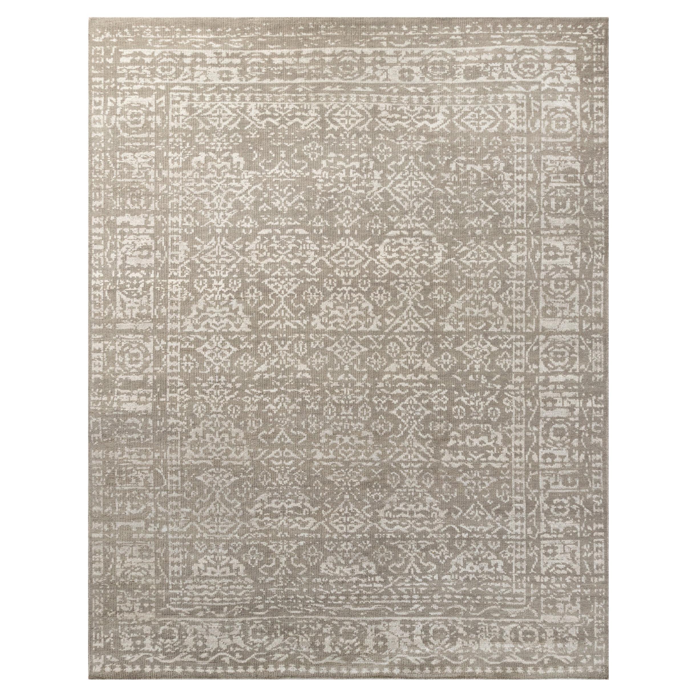 Ben Soleimani 6' x 9' Charcoal / Silver Traditional Wool and Viscose Rug