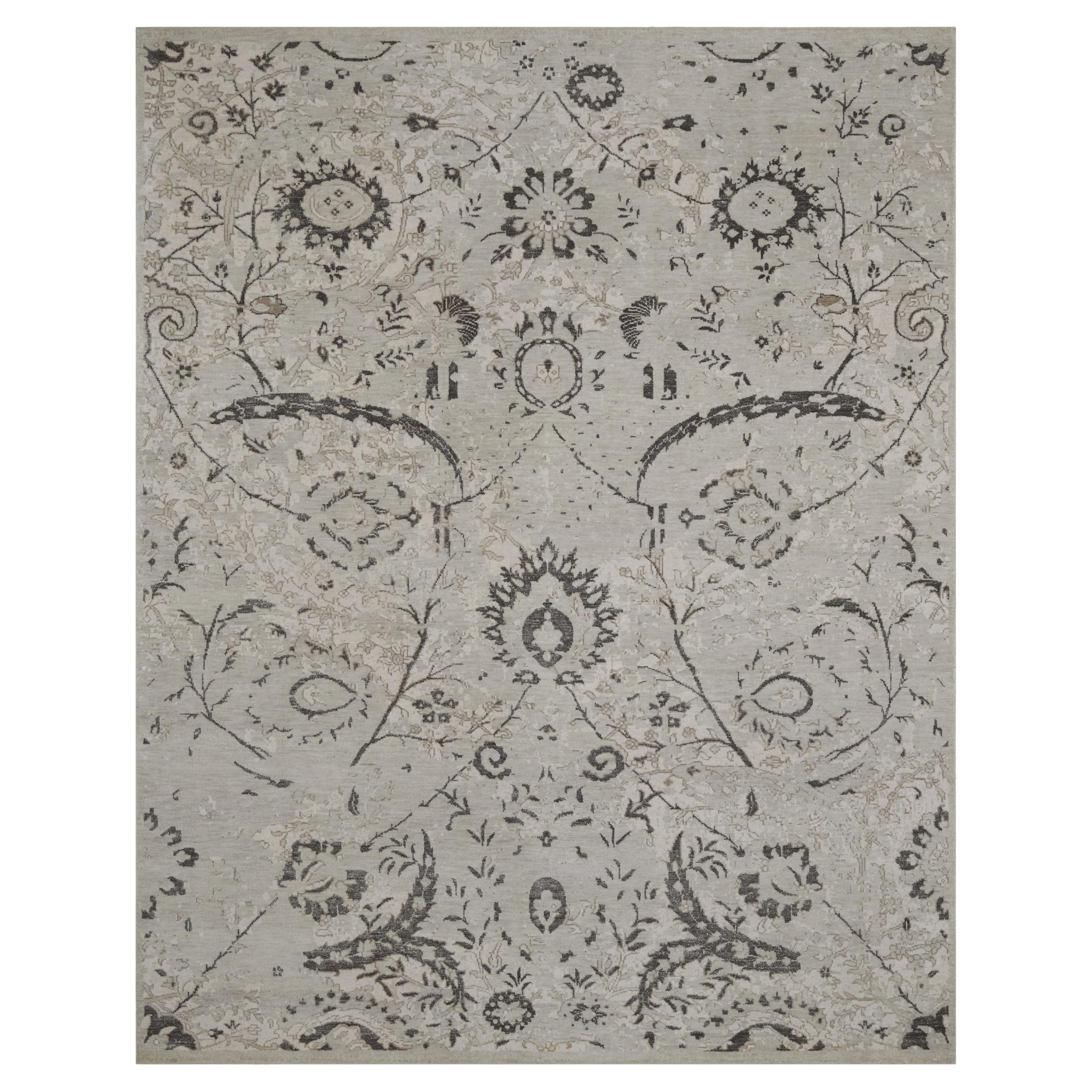Ben Soleimani 6' x 9' Sand / Lead Traditional Wool and Viscose Rug