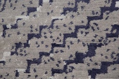 Tappeto Ben Soleimani 6' x 9' Silver / Navy Contemporary in lana e viscosa