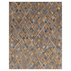 Ben Soleimani 8' x 10' Charcoal / Gold Tapis de Peau Contemporain